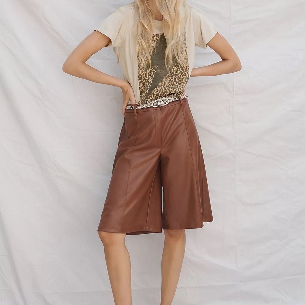 ANTHROPOLOGIE avec les filles davina culottes size X large faux leather cognac